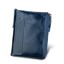 Load image into Gallery viewer, Leather Men Wallet Small Zipper Pocket