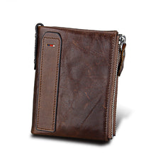 Load image into Gallery viewer, Leather Men Wallet Small Zipper Pocket