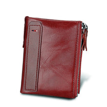 Load image into Gallery viewer, Leather Men Wallet Small Zipper Pocket