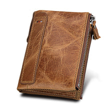 Load image into Gallery viewer, Leather Men Wallet Small Zipper Pocket